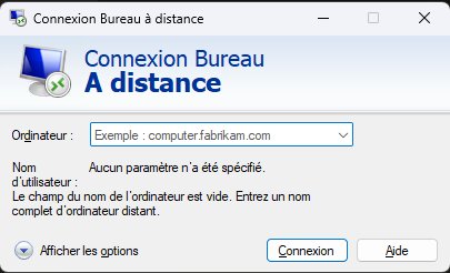 Fenêtre Connexion Bureau à distance vide